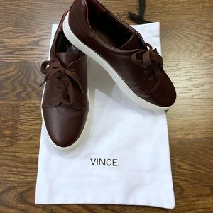 Vince Bale Low-Top Burgundy Leather Sneakers
